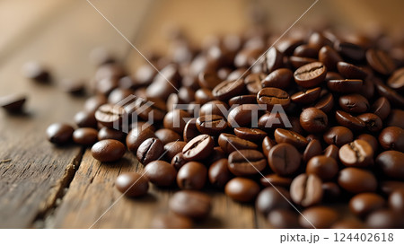 Roasted Aroma: Aromatic Coffee Beans Close-Up 124402618