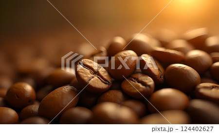 Roasted Aroma: Aromatic Coffee Beans Close-Up 124402627