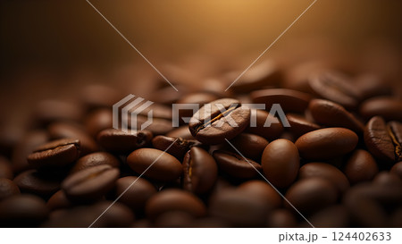 Roasted Aroma: Aromatic Coffee Beans Close-Up 124402633
