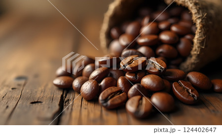 Roasted Aroma: Aromatic Coffee Beans Close-Up Roasted Aroma: Aromatic Coffee Beans Close-Up 124402647