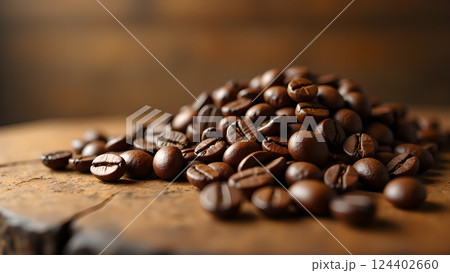 Roasted Aroma: Aromatic Coffee Beans Close-Up 124402660
