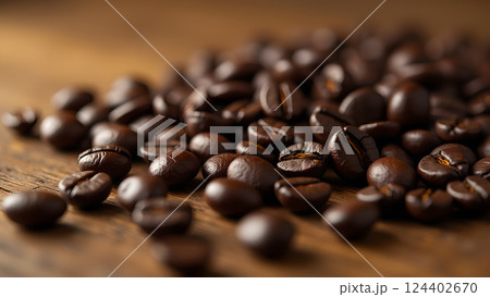 Roasted Aroma: Aromatic Coffee Beans Close-Up 124402670