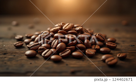 Roasted Aroma: Aromatic Coffee Beans Close-Up 124402671