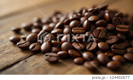 Roasted Aroma: Aromatic Coffee Beans Close-Up 124402677