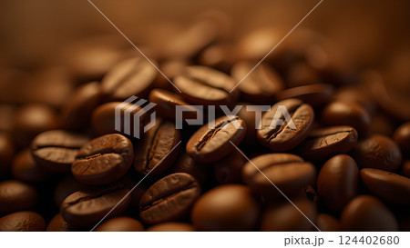 Roasted Aroma: Aromatic Coffee Beans Close-Up 124402680