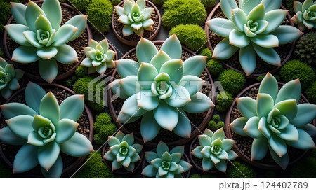 Symmetry and Beauty, Close-Up of Succulent Plants 124402789