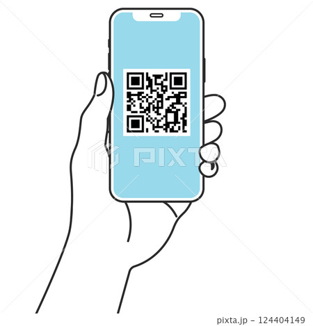 スマホの電子決済をするイラスト スマホの電子決済をするイラスト 124404149