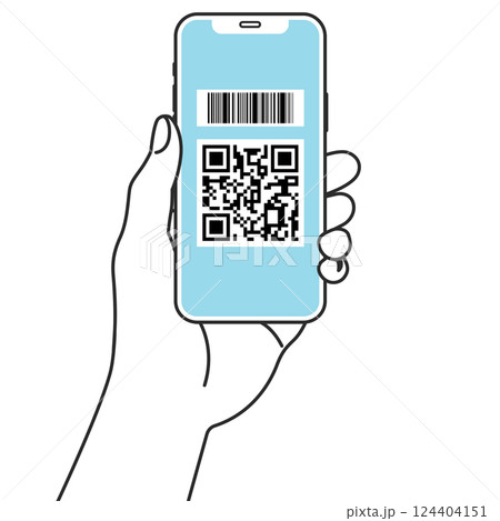 スマホの電子決済をするイラスト 124404151