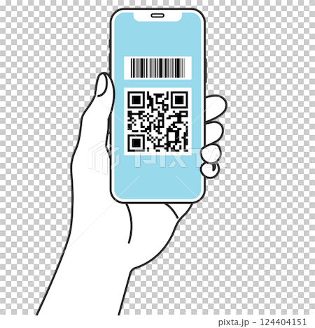 スマホの電子決済をするイラスト 124404151