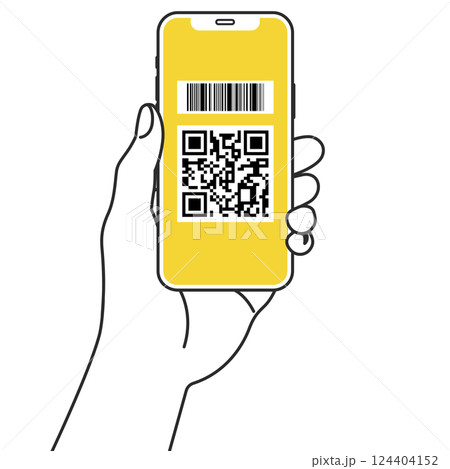 スマホの電子決済をするイラスト 124404152