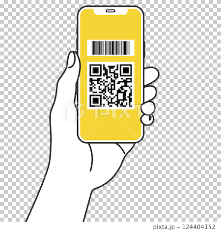 スマホの電子決済をするイラスト 124404152