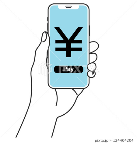 スマホの電子決済をするイラスト 124404204