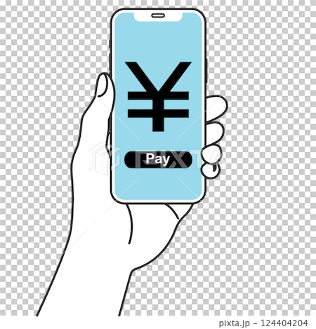 智慧型手機上的電子支付插圖 124404204