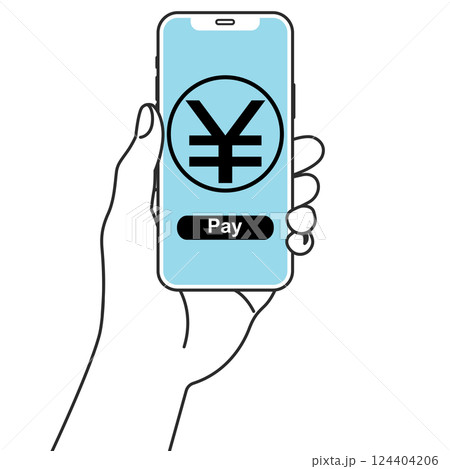 スマホの電子決済をするイラスト 124404206
