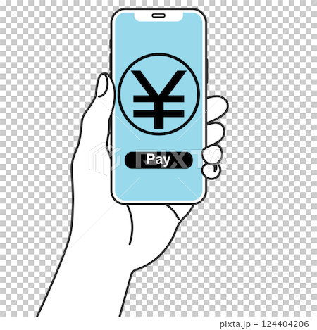 スマホの電子決済をするイラスト 124404206