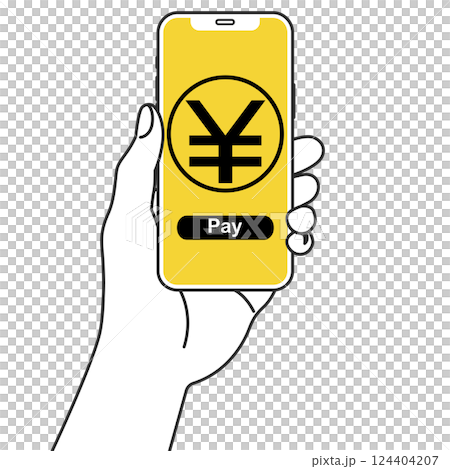 Illustration of electronic payment on smartphone Illustration of electronic payment on smartphone 124404207