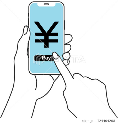 スマホの電子決済をするイラスト スマホの電子決済をするイラスト 124404208