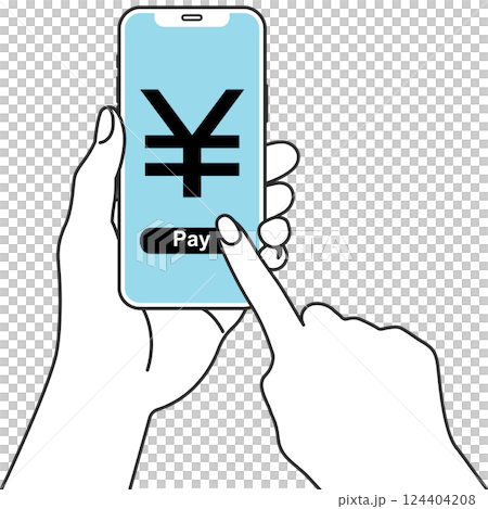 智慧型手機上的電子支付插圖 124404208