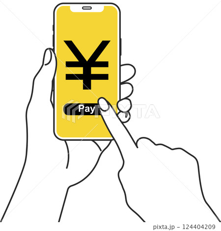 スマホの電子決済をするイラスト 124404209