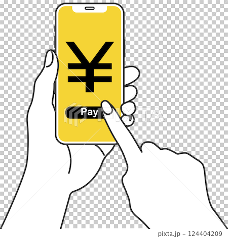 スマホの電子決済をするイラスト 124404209