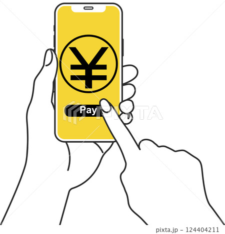 スマホの電子決済をするイラスト 124404211
