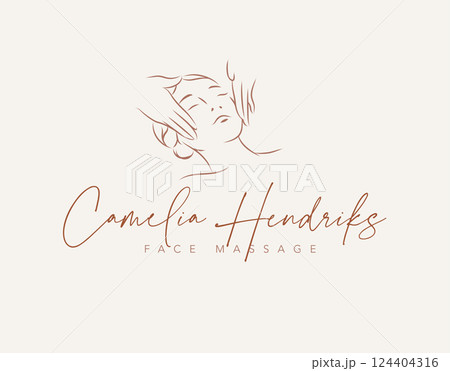 Face massage studio label pastel color 124404316