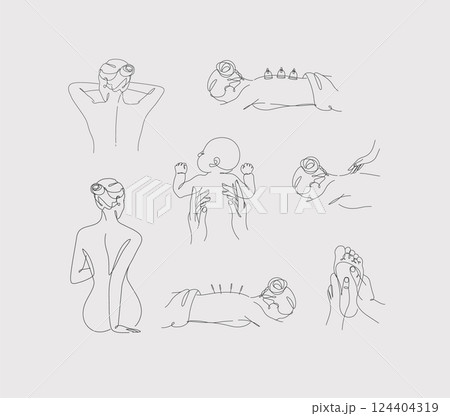 Massage woman position back foot baby grey color 124404319