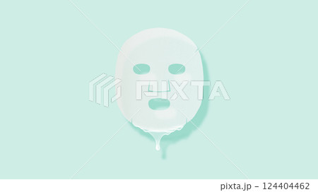 美容液の滴るシートマスク。水色の背景。 124404462