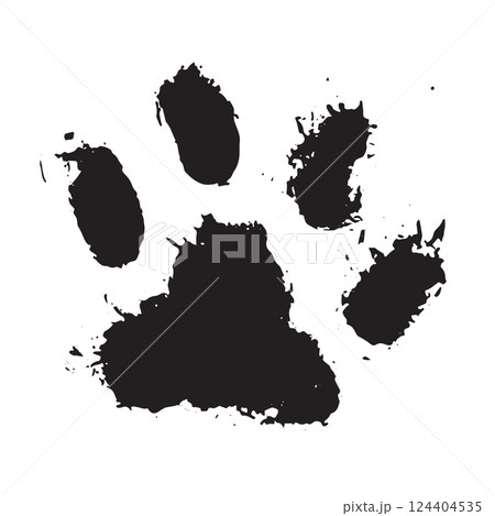 Ink Dog's Paw, Cat`s Paw, grunge style, Vector. Ink Dog's Paw, Cat`s Paw, grunge style, Vector. 124404535