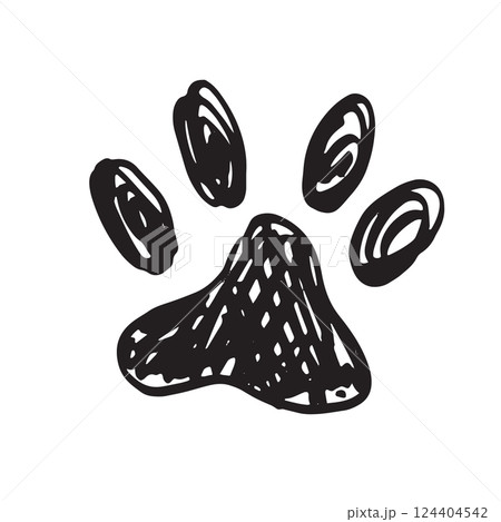 Ink Dog's Paw, Cat`s Paw, grunge style, Vector.	 124404542