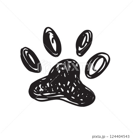Ink Dog's Paw, Cat`s Paw, grunge style, Vector. Ink Dog's Paw, Cat`s Paw, grunge style, Vector. 124404543