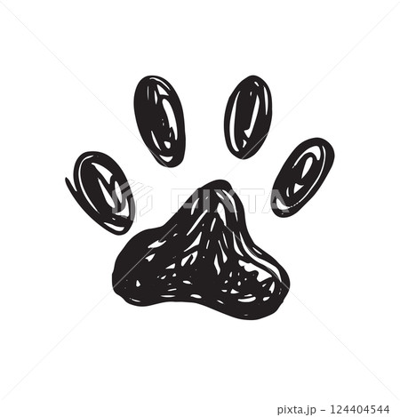 Ink Dog's Paw, Cat`s Paw, grunge style, Vector. Ink Dog's Paw, Cat`s Paw, grunge style, Vector. 124404544
