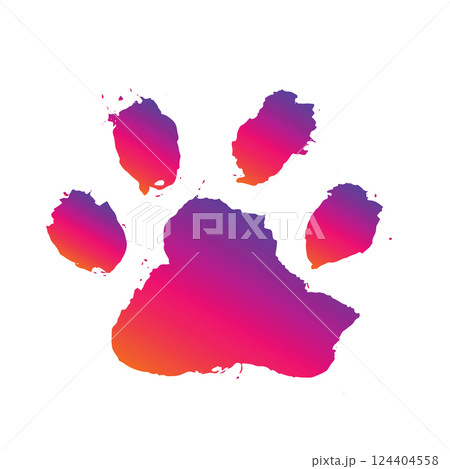 Ink Dog's Paw, Cat`s Paw, grunge style, Vector. Ink Dog's Paw, Cat`s Paw, grunge style, Vector. 124404558