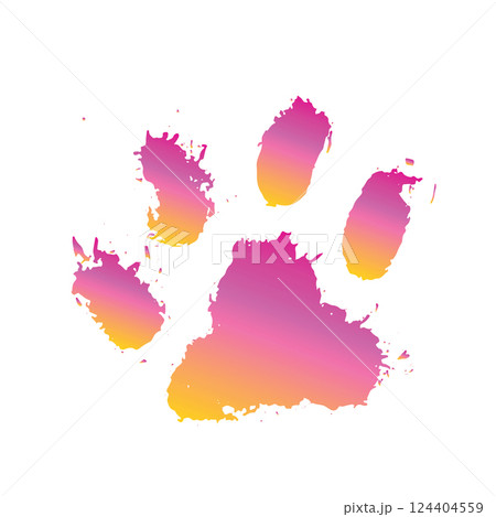 Ink Dog's Paw, Cat`s Paw, grunge style, Vector. Ink Dog's Paw, Cat`s Paw, grunge style, Vector. 124404559