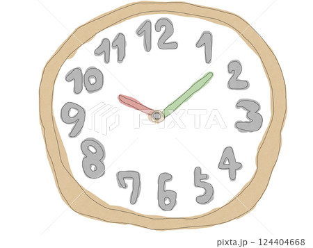 シャーペン画風の壁掛け時計のイラスト 124404668
