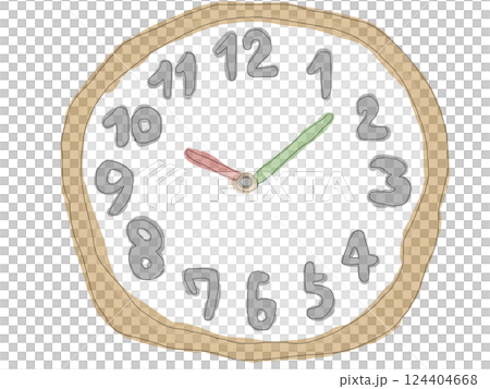 シャーペン画風の壁掛け時計のイラスト 124404668