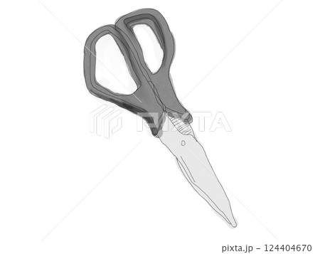 シャーペン画風のハサミのイラスト 124404670
