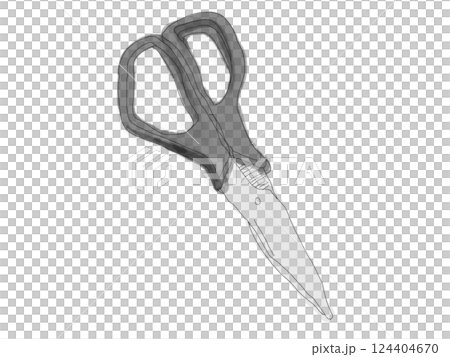 シャーペン画風のハサミのイラスト 124404670