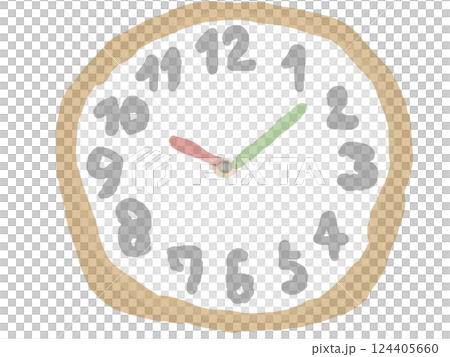 シャーペン画風の壁掛け時計のイラスト 124405660
