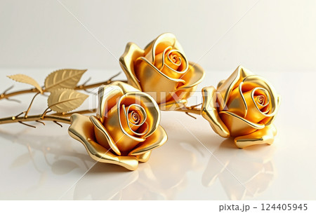 Elegant Golden Roses, Perfect for Both Decoration and Thoughtful Gifting Occasions AI-generated 124405945
