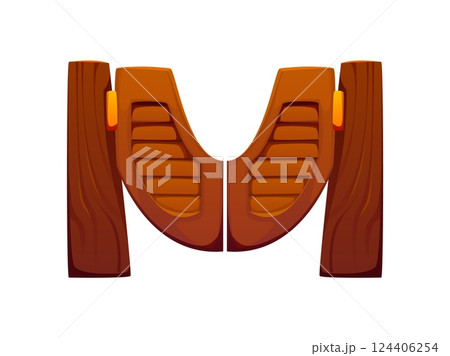 Texas saloon door, cowboy font type letter M. American history kids ABC letter, Western sheriff vector typeset element. Wild West cowboy cartoon font sign or Texas vintage English alphabet type symbol Texas saloon door, cowboy font type letter M. American history kids ABC letter, Western sheriff vector typeset element. Wild West cowboy cartoon font sign or Texas vintage English alphabet type symbol 124406254