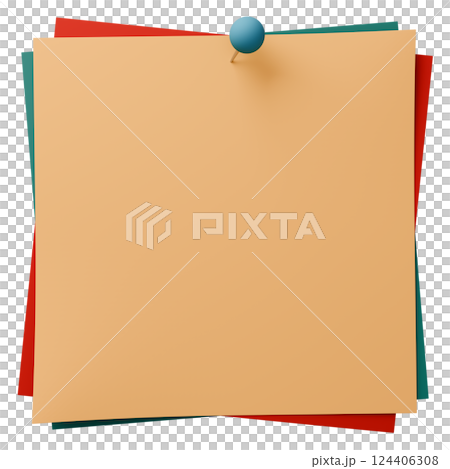 3D背景素材_画鋲_紙_カラフル 124406308