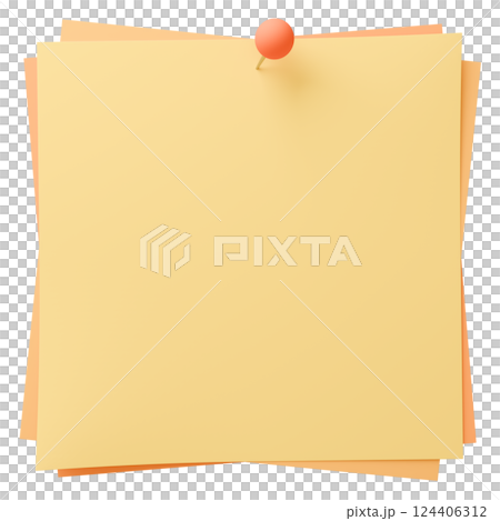 3D背景素材_画鋲_紙_黄色 124406312