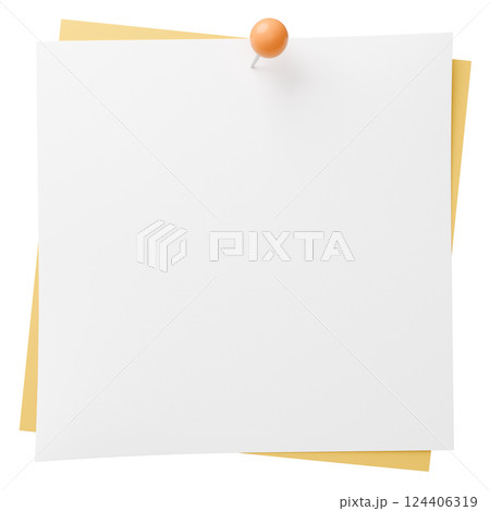 3D背景素材_画鋲_紙_黄色 124406319