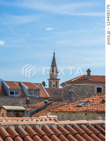 Breathtaking Aerial View of Budva Old Town and the Adriatic Sea: Montenegro’s Coastal Gem Breathtaking Aerial View of Budva Old Town and the Adriatic Sea: Montenegro’s Coastal Gem 124406579