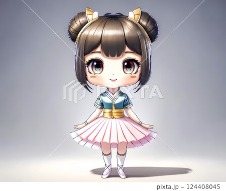ちびキャラ バレリーナの少女のイメージ素材 ちびキャラ バレリーナの少女のイメージ素材 124408045