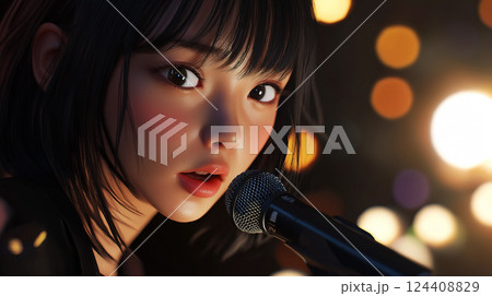 ステージで歌を歌っているアイドル 124408829
