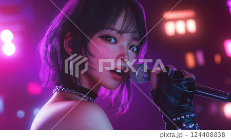 ステージで歌を歌っているアイドル 124408838