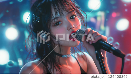ステージで歌を歌っているアイドル 124408843