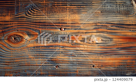 A wooden texture background with intricate grain patterns and rich, warm hues, adding depth to any design. 124409079